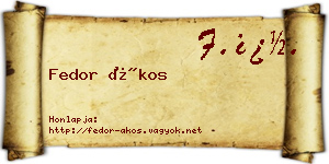 Fedor Ákos névjegykártya